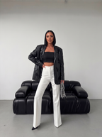 Blazer pu mostacillas