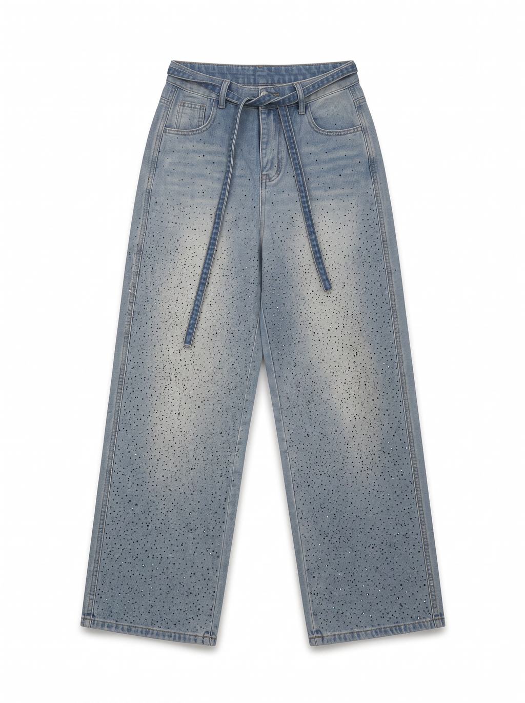 Jeans Wide Leg con Pedrería
