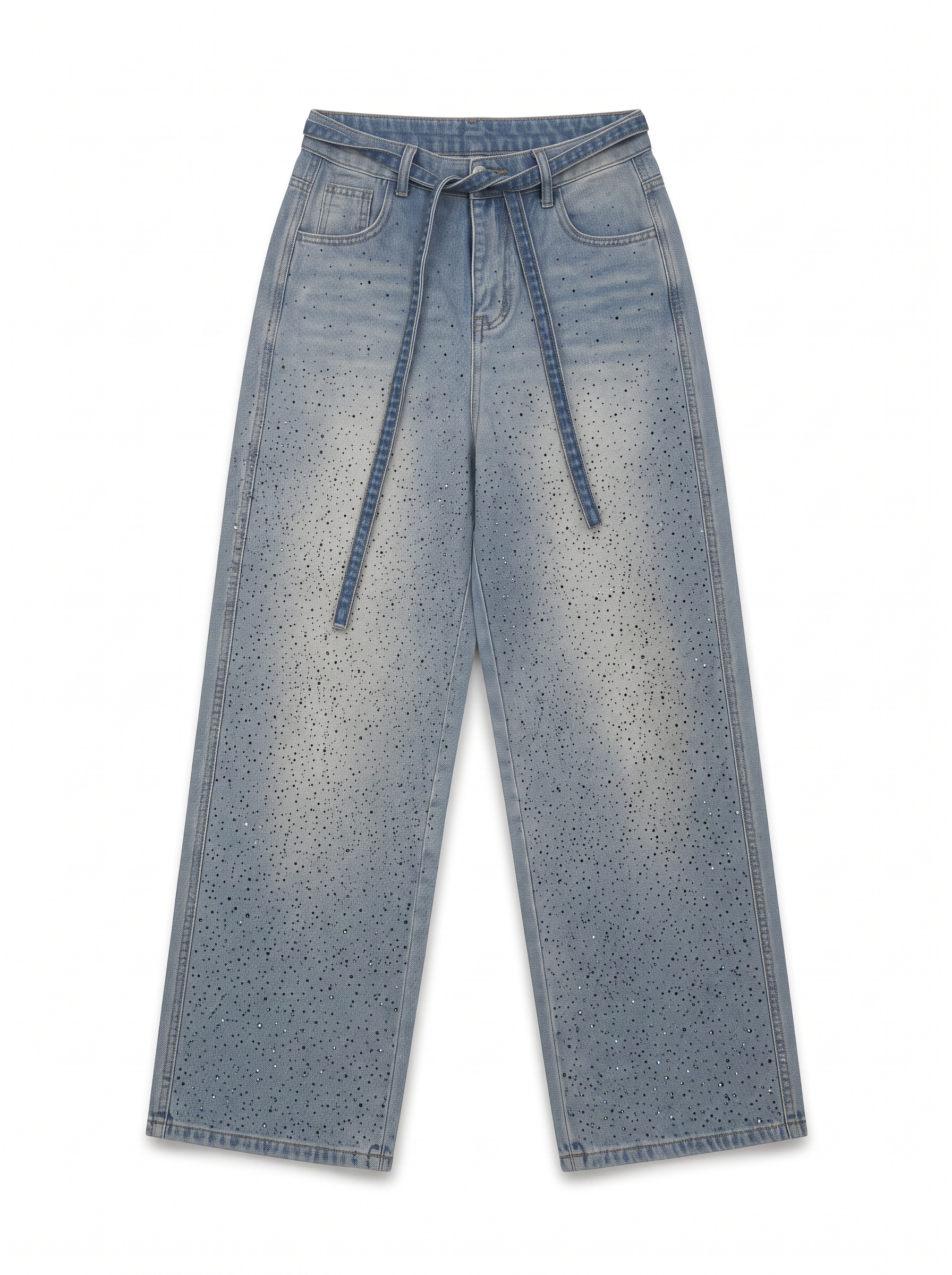 Jeans Wide Leg con Pedrería