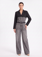 Jumpsuit Blazer Denim Gris