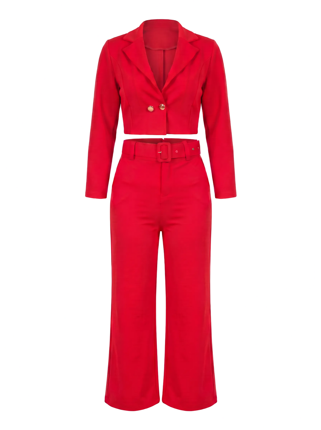 Blazer Cropped y Pantalón Palazzo