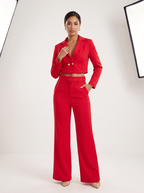 Blazer Cropped y Pantalón Palazzo
