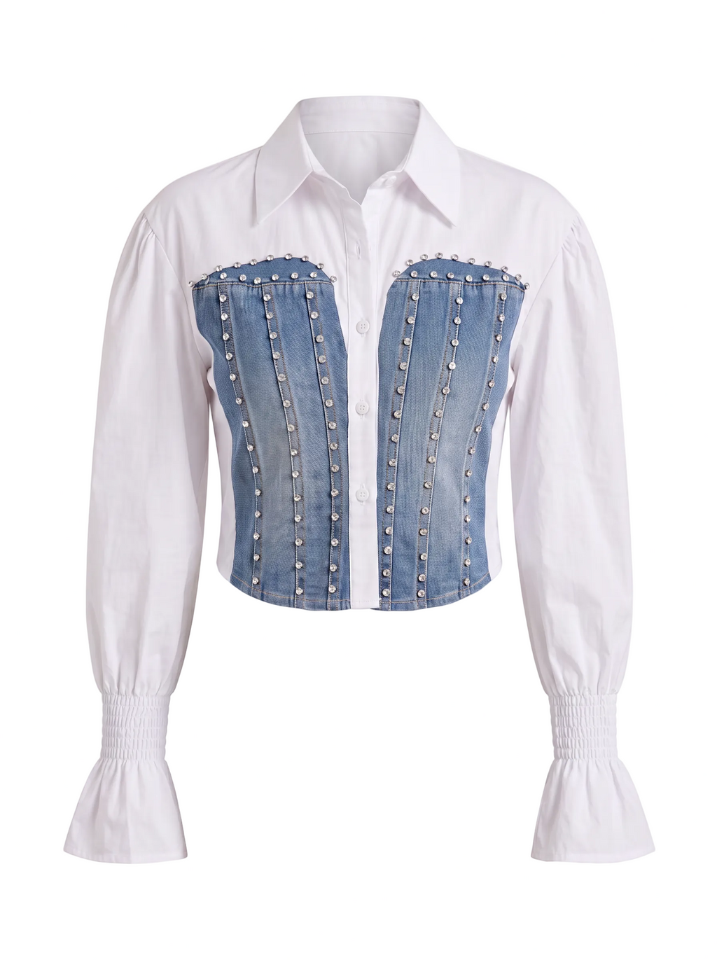 Blusa Corset Denim con Cristales