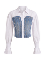Blusa Corset Denim con Cristales