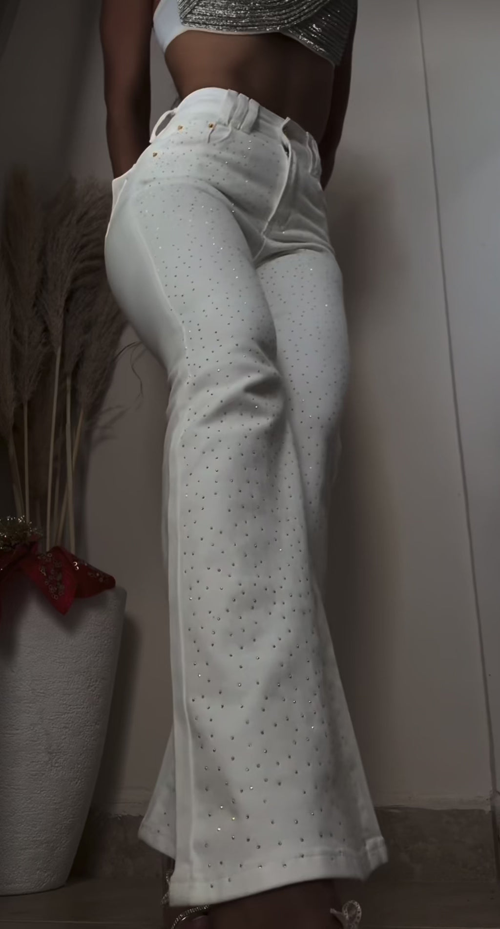 Jeans Flare con Strass