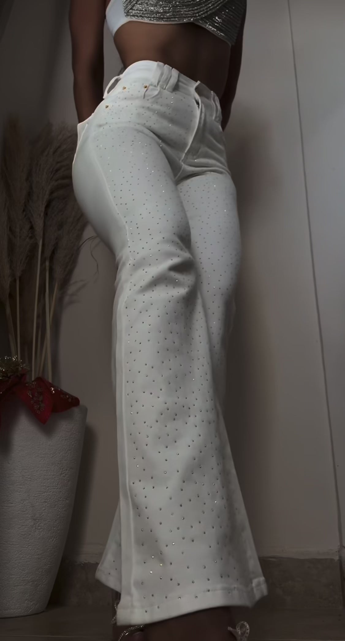 Jeans Flare con Strass